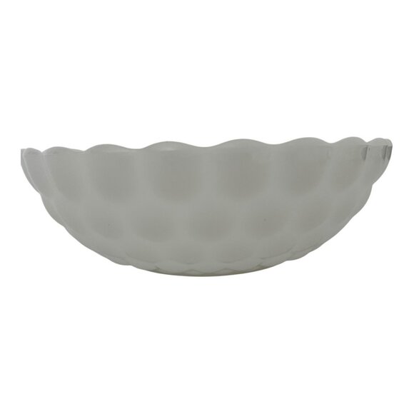 Vintage Milk Glass 8" Bowl Hobnail Bubble Pattern Scalloped Edge White Dish MCM - Picture 1 of 6